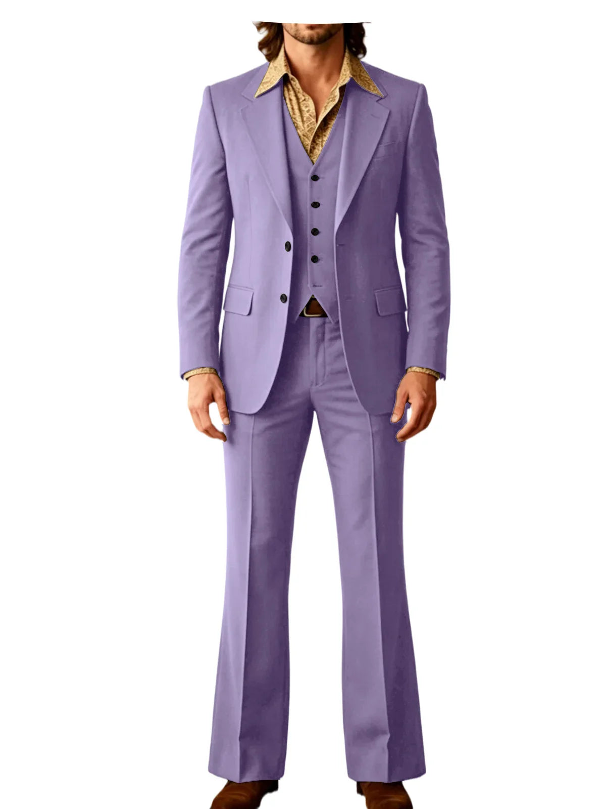 Retro Men's Linen 3 Piece Notch Lapel 2 buttons Jacket Flared Trouser Breathable Elastic for Casual Beach Wedding Groom Tuxedo