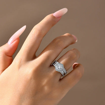 Original Round Cut 6mm Moissanite 3pc Rings Set 925Sterling Silver Luxury Engegament Wedding Women‘s Ring Fine Jewelry