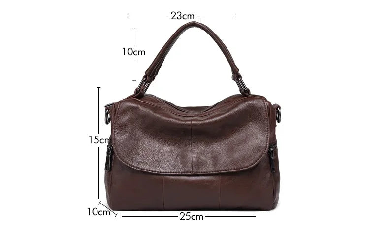 Women Natural Leather Handbags Female Bag High Quality Solid Color Zipper Shoulder Crossbody Bag Cowhide Tote Top-Handle Bags