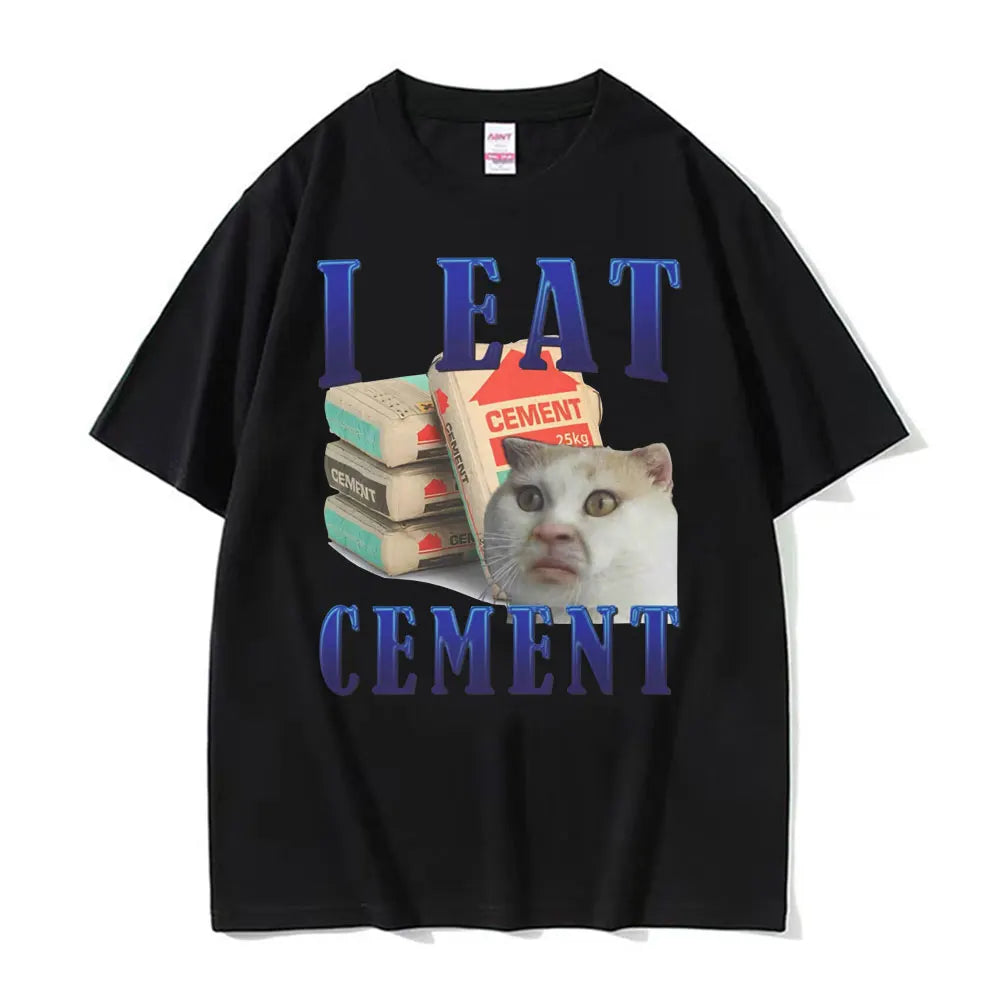 I Eat Solder Cursed Funny Cat Meme T Shirt Men Women's Clothing Fashion Casual T Shirts Summer High Quality Cotton T-shirts Tops