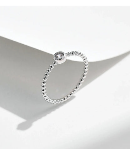 Bezel Setting Moissanite Ring 925 Sterling Silver Beads Trendy Stackable Finger Rings For Women Lab Diamond Jewelry