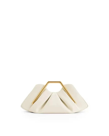 Women's PU Leather Pleated Going Out Clutch Bag Top Handle Evening Bag Party Wedding Bridesmaid Geometric Metal Handle Handbag