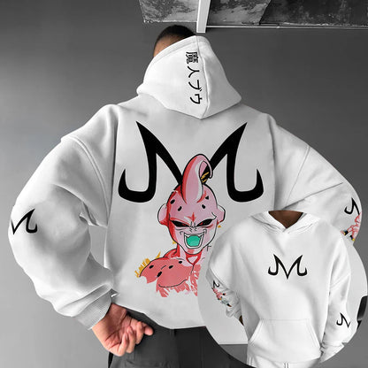Dragon Ball Z Majin Buu Pink Hoodie Men Anime Streetwear Cosplay Sweatshirt with Japanese Print Casual Pullover for Fans Fashion