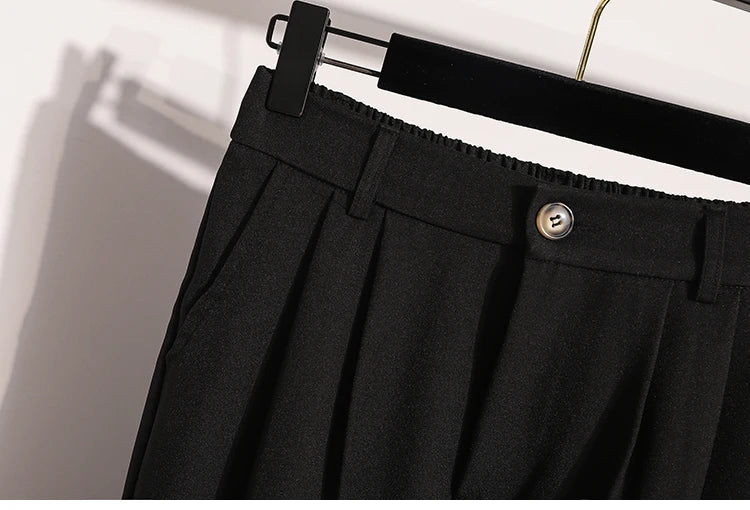 Plus Size Pants Woman 2026 Spring Autumn New Arrival High Waist Suit Pants High Quality Korean Style Straight Trousers
