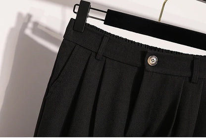 Plus Size Pants Woman 2026 Spring Autumn New Arrival High Waist Suit Pants High Quality Korean Style Straight Trousers