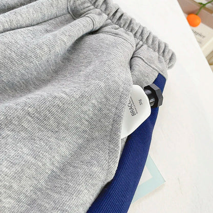 Boys Contrast Alphabet Full Zip Sweatshirt Jacket+Sweatpant Workout Set School Kids 2PCS Tracksuit Children Jogger Outfit 5-16Yr