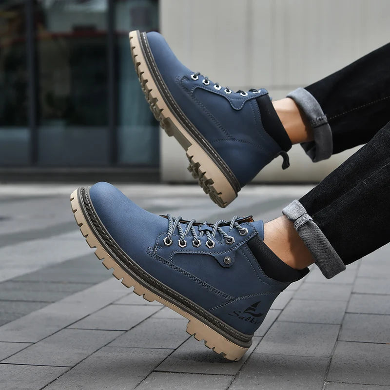 Handmade Men Boots Autumn Outdoor Hiking Boots Ankle Winter Leather Shoes Sneakers Hombres Botas High Top Footwear Anti Slip