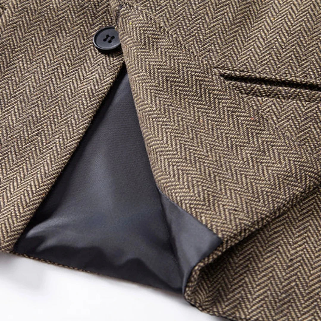 Men Vest Brown Herringbone Height Collar Single Button Waistcoat For Wedding Business Work Office Daily Casual Men Suit Vest