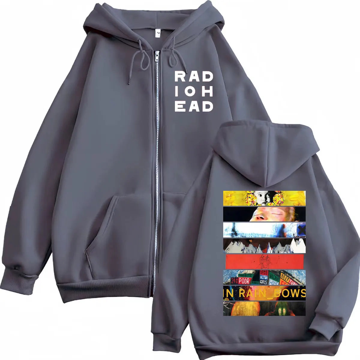 Rock Band Radiohead Album Graphic Zipper Hoodie Fashion Y2k Oversized Zip Up Pullovers Men Women Casual Long Sleeve Sweatshirts
