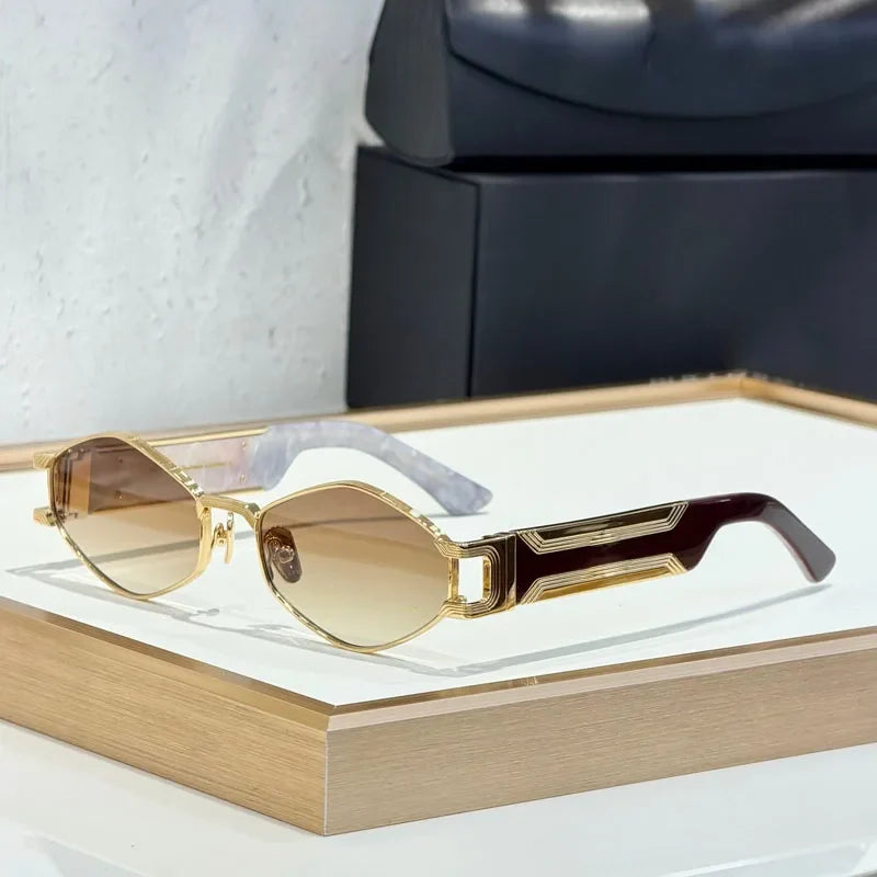 The Drive II Germany Sunglasses Irregular Oval Alloy Designer Acetate UV400 High Quality Fashion Street Classcial with Case