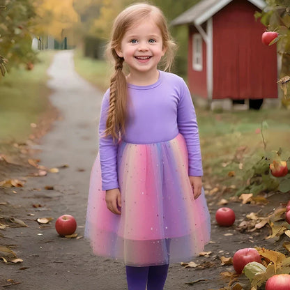 K-Pop Hunters Rumi Baby Girls Dress Children Cartoon Mesh Star Sequins Princess Dress Kids Flying Sleeve Skirt For Birthday Gift