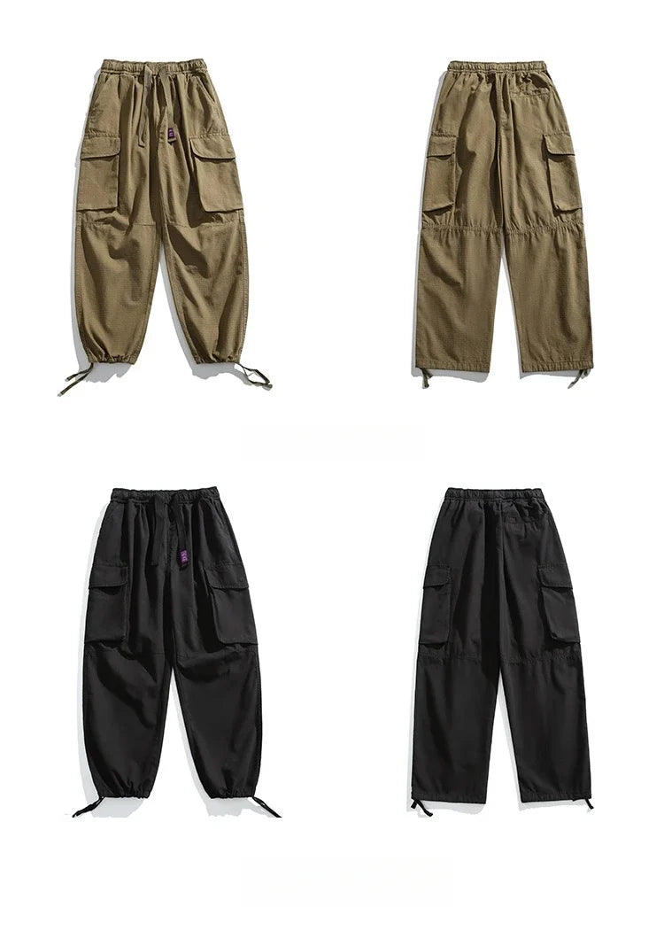 High Quality Cotton Cargo Pants Mens Clothing Plus Size Casual Pants Japanese Harajuku Casual Tactical Joggers Baggy Trousers
