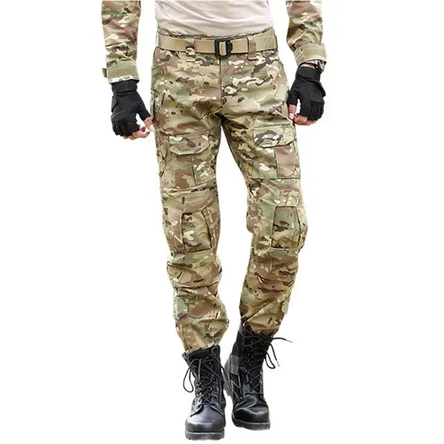 Men's Fashion Outdoor Hiking Overalls Pants Camouflage Tactical Pants Hunting Uniform Fighting Multi-Pocket Trousers