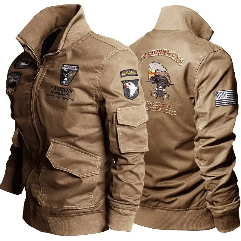 Men's Tactical Motorcycle Riding Jacket Military SWAT Combat Army Pilot Windbreaker Autumn Multi-Pocket Cargo Coat Outdoor Biker