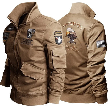 Men's Tactical Motorcycle Riding Jacket Military SWAT Combat Army Pilot Windbreaker Autumn Multi-Pocket Cargo Coat Outdoor Biker
