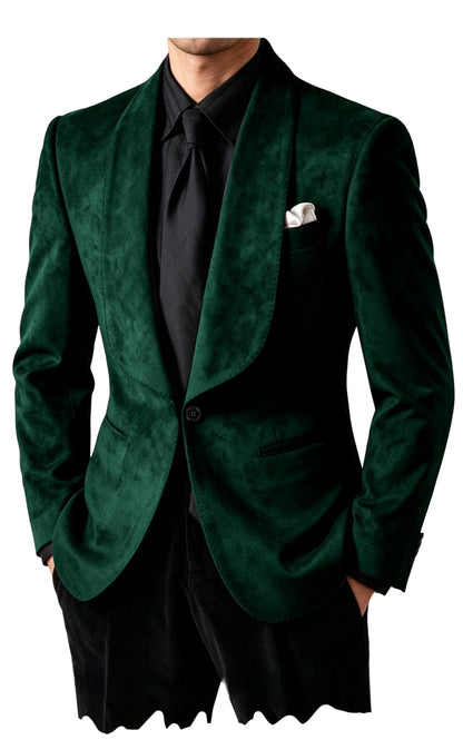 Men Suede Shawl Lapel Tuxedo Blazer Slim Fit One Button Formal Suit Jacket For Wedding Party Dinner Occasions
