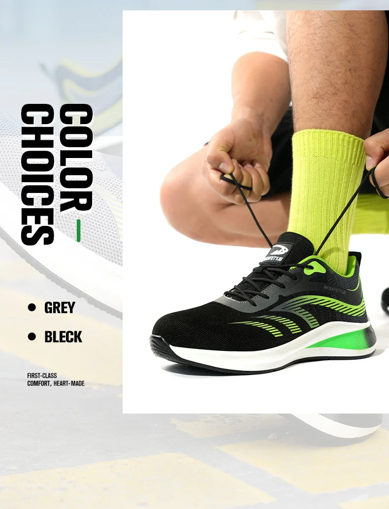 New 2024 Fashion Men Safety Shoes Steel Toe Sneakers Lightweight Anti-smash Anti-puncture Man Breathable Work Safety Boots