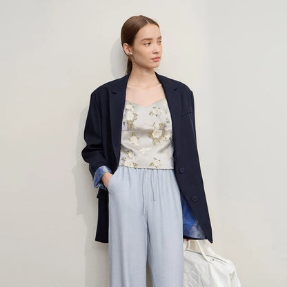 Women's Jacket 2025 Autumn New Commuter Elegant Solid Loose Top Women Long Sleeves Single Breasted Blazer Ladies 12553060