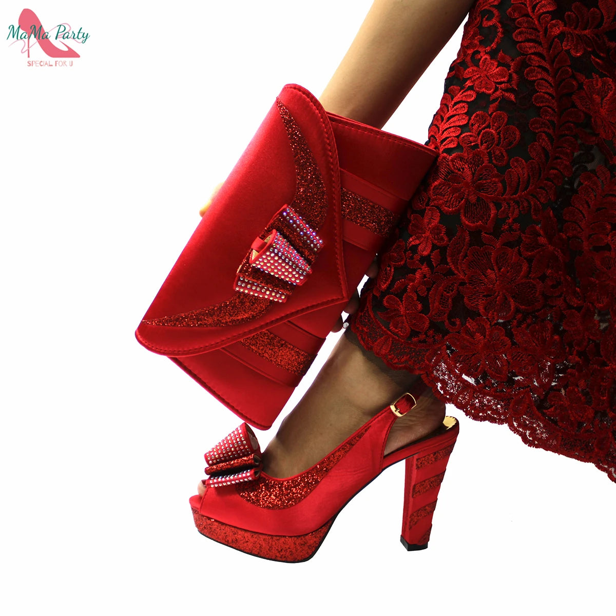 2021 Specials Design Black Color Nigerian Women Shoes and Bag Set High Quality Slingback Sandals with Appliques for Wedding