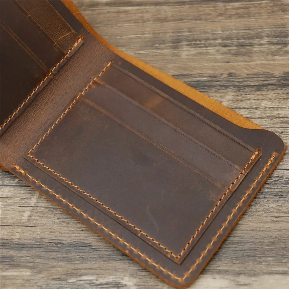 Men's Crazy Horse Leather Wallet, Genuine Leather Wallet, Card Bag, Simple Retro European and American Style, Mens Purse 2026