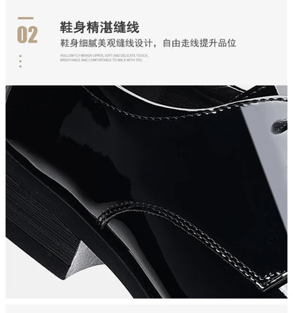 Spring British Style Formal Dress Shoes Black Business Oxfords For Groom Wedding Office Comfortable Big Size Footwear Non Slip
