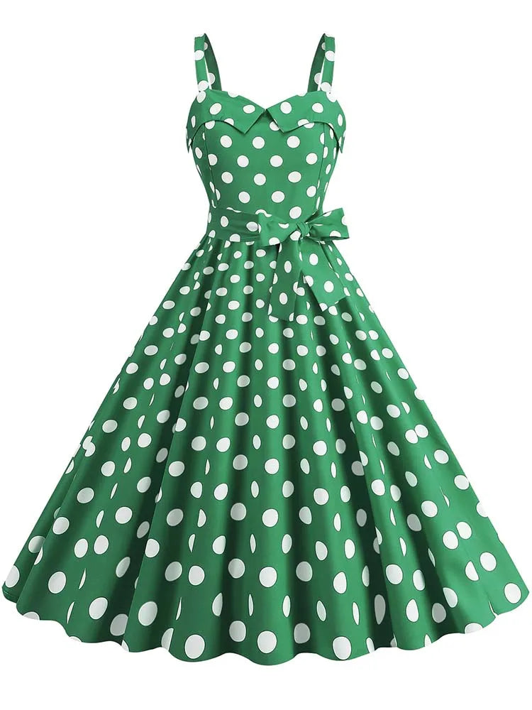 Spaghetti Strap Pink Plaid Dress Women Summer Elegant Vintage 50s Rockabilly Swing Party Dress