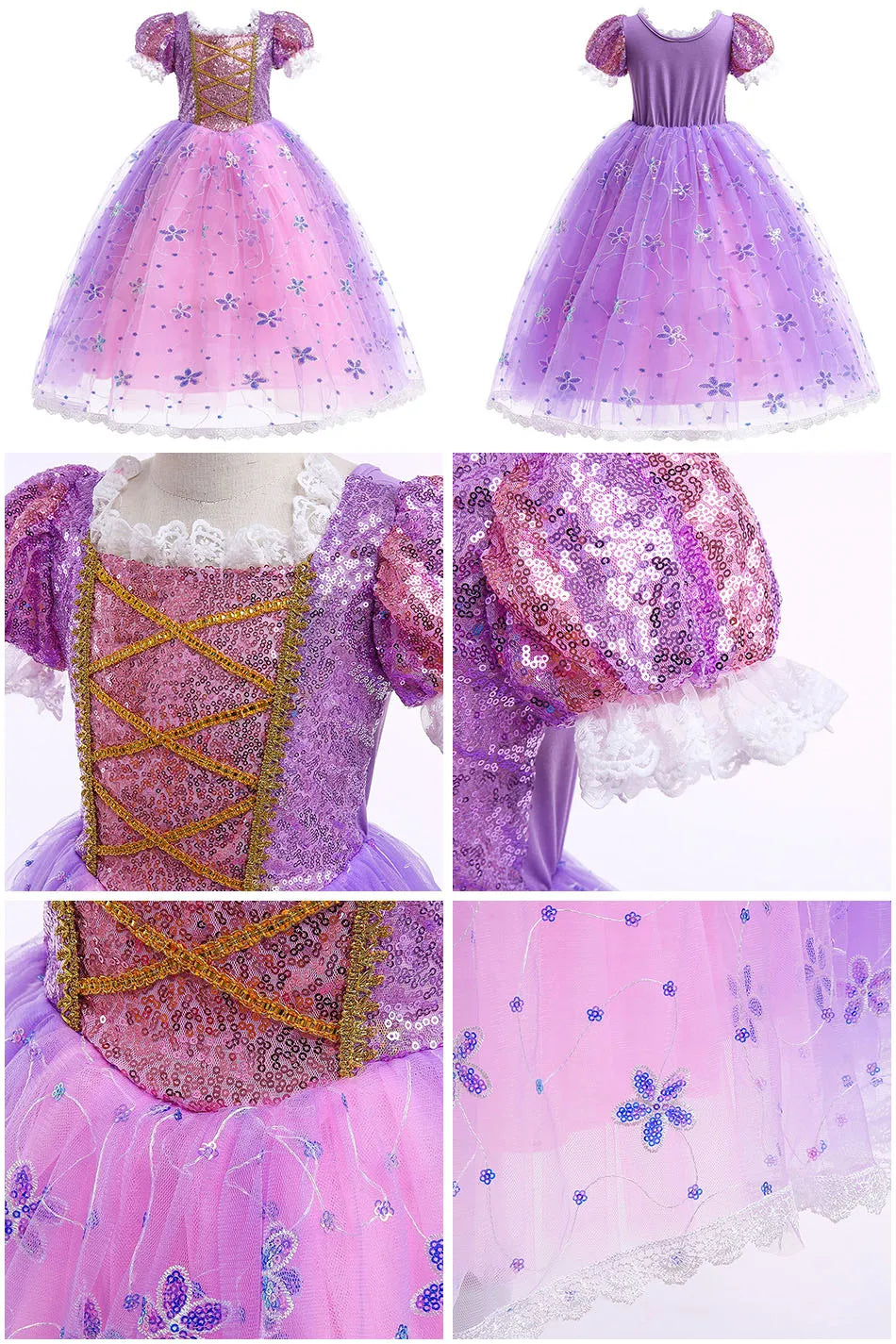 Children Princess Clothing Kids Elsa Anna Cinderella Rapunzel Party Cosplay Dresses Little Girls Christmas Halloween Dress Up
