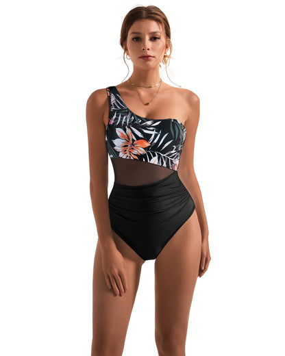 One Shoulder One Piece Swimsuit Women Summer Swimwear  Female Push Up Monokini Femme Beachwear  Pool Swimming Suits  For Women