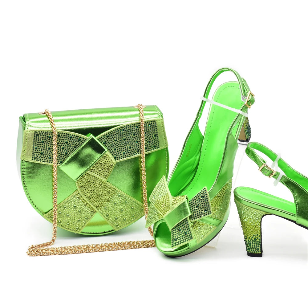New Arrival Shoes and Bags Set for Women 2026 Italian Wedding Shoe for Women Bride Ladies High Heel Shoes with Rhinestone