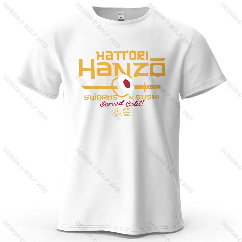 Hattori Hanzo Printed Men's T-Shirt 100% Cotton Oversized Anime Fashion Graphic Tees for Women Tops Streetwear Cultural Apparel
