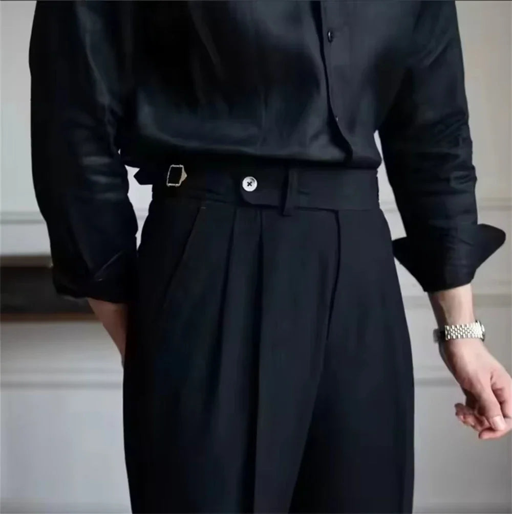 New Men's Straight Fit Suit Pants Formal High Quality Retro Fashion Pants Casual Solid Color Black Navy Blue Beige Trousers