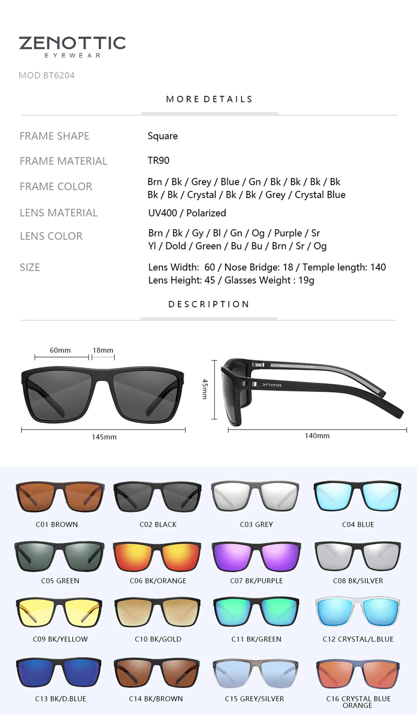 Sport Square Prescription Sunglasses For Men UV400 Polarized Progressive Optical Sun Glasses For Outdoor