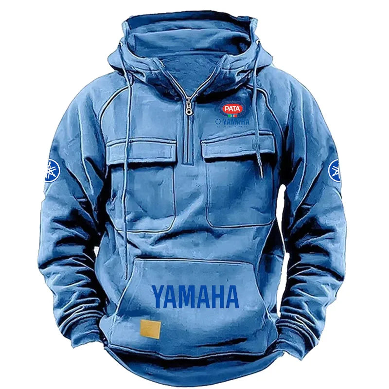 Zipper Hoodie for Outdoor Sports Enthusiasts, 2026 New Men's Fashion Half-Zip Pocket Autumn-Winter Hooded Sweatshirt
