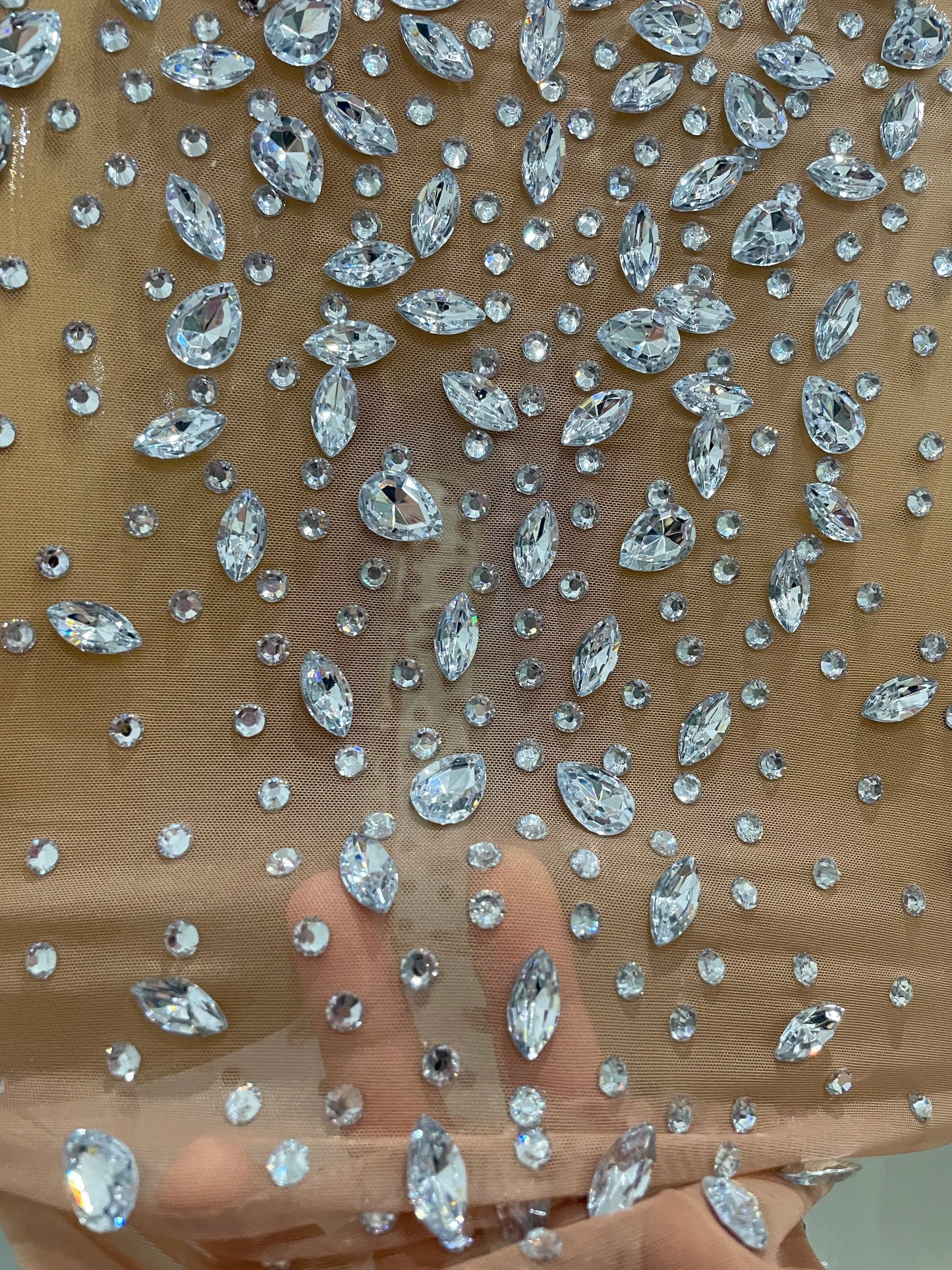 Sexy Shinny Rhinestone Stretch Mesh Transparent Long Dress 2025New Women Evening Birthday Party Prom Nightclub Singer Stage Wear