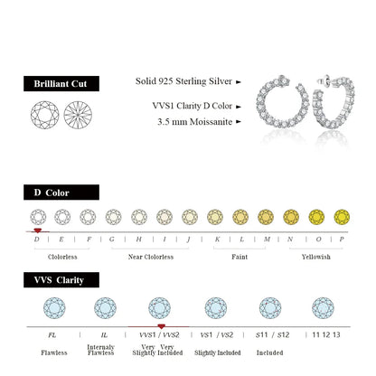Moissanite Hool Earrings 925 Sterling Silver Passed the Diamond Test Wedding Earrings for Women Gift Fine Jewelry Band