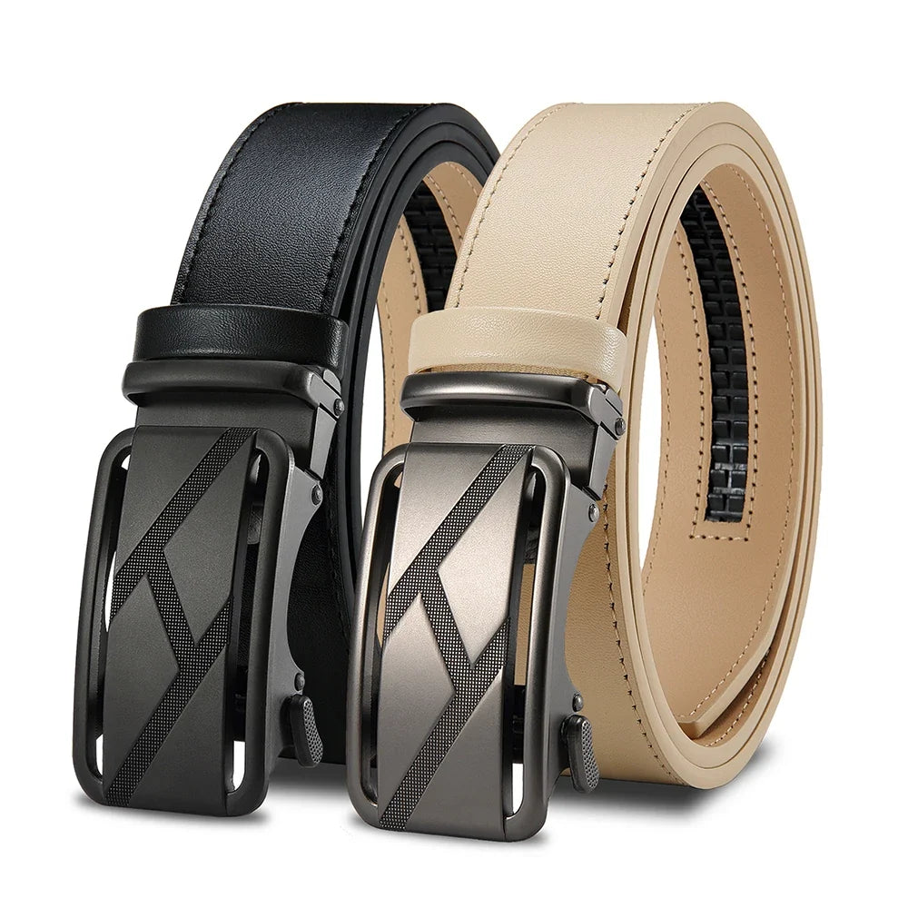 Brand Leather Belts for Men 105cm-135cm Automatic Belt with Ratchet Strap Top Quality Belts Luxury Belts for Men