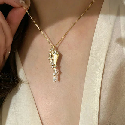 Marquise/Round Cut Moissanite Necklace Exquisite Tassel Pendant Necklaces For Women Collarbone Chain Jewelry Gift
