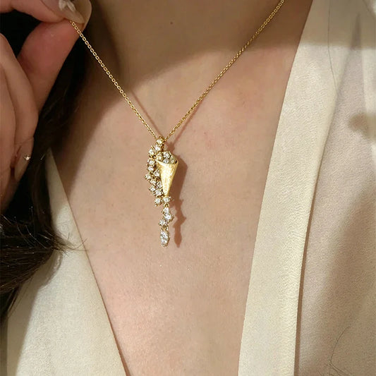 Marquise/Round Cut Moissanite Necklace Exquisite Tassel Pendant Necklaces For Women Collarbone Chain Jewelry Gift