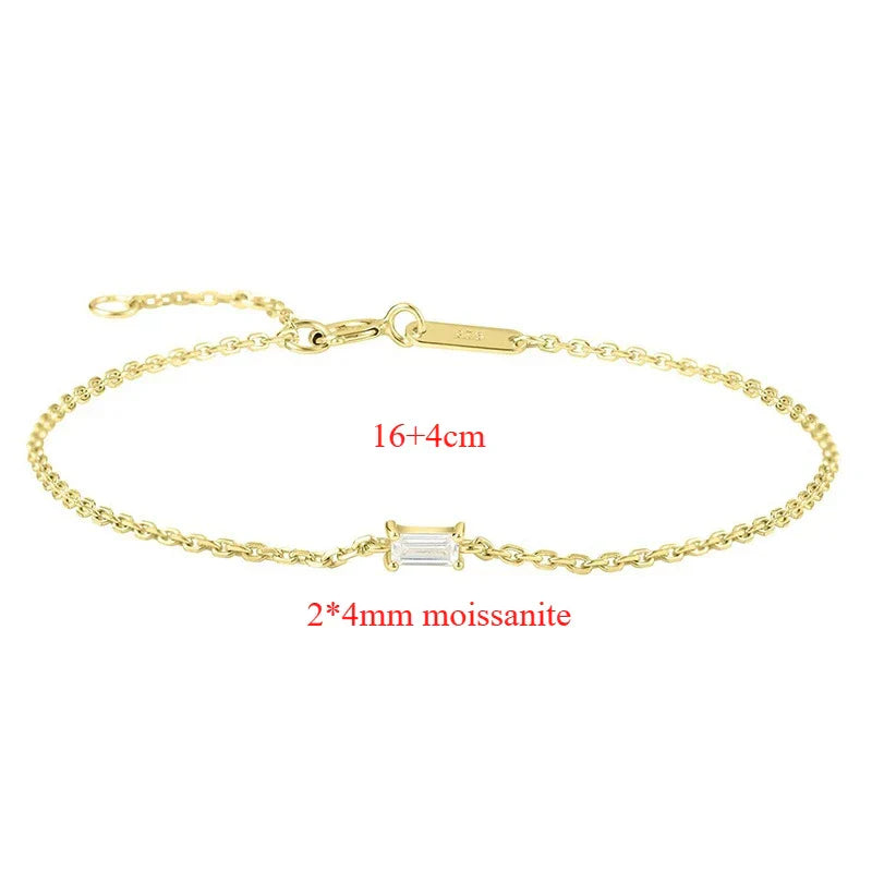 Trendy A Moissanite Bracelets for Women Letter Charm Adjustable Chain 100% 925 Sterling Silver Wedding Fine Jewelry Gifts