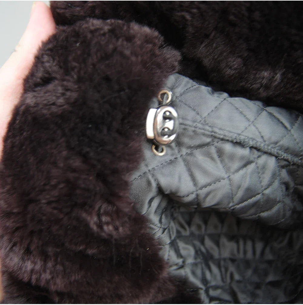 Winter Russian Man Woman White Skin Natural Rex Rabbit Fur Hats Luxury Real Sheepskin Leather Cap Unisex Real Fur Bomber Hat