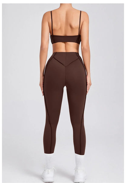 Yoga Sports Fitness Sets High Waist Hip-lifting Trousers Open Back Bra Suit Casual Running Workout Gym Leggings Sexy Sets Women