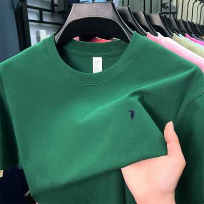 100% cotton high-end short sleeve T-shirt summer designer brand pony embroidery round neck top fashion casual golf men's wear