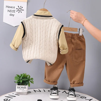 Spring Autumn Fashion Baby Clothes Suit Kids Boys Clothing Children Vest Shirt Pants 3Pcs/Set Toddler Costume Infant Tracksuits