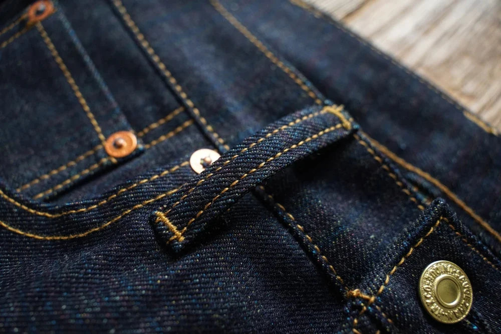 Mens Jeans Rainbow Sanforized Selvedge Denim Jeans Man Python Skin Labels Regular Fit 14 Oz