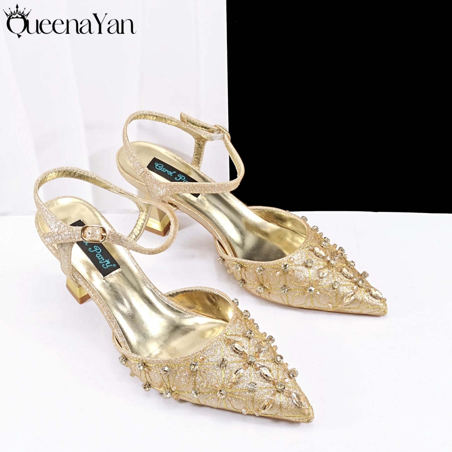 Elegant Full High Quality Diamond Design Olive Color Italian Women's Shoe and Handbag Set for Weddings and Special Occasions