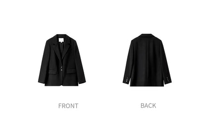Solid Blazers for Woman 2026 Autumn Notch Lapel Single-breasted Two-button Straight Loose Fit Tailored Coat 153XC8811X
