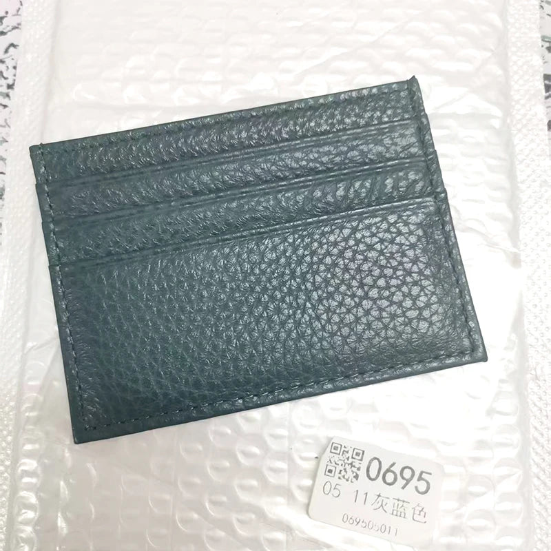 Porte-cartes en cuir de vachette avec logo personnalisé pour femme et homme, sac à cartes fin en cuir véritable, gravure du nom, portefeuille de luxe décontracté