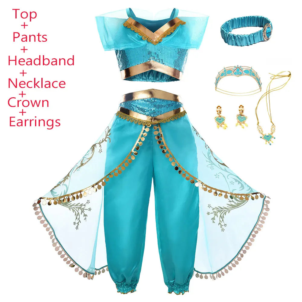 2026 Venice Carnival Rio Canaval Costume Play Jasmine Princess Dress up Girls Birthday Party Fancy Aladdin Role Playing Apparel