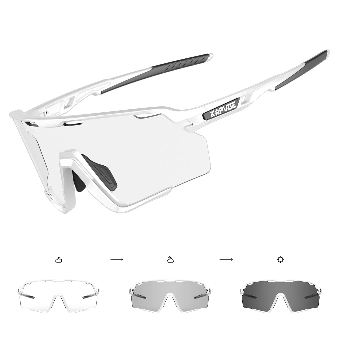 Photochromic Cycling Glasses Silver Lens Sunglasses Multi Color Men Women Bike Outdoor Eyewear Riding Driving Running