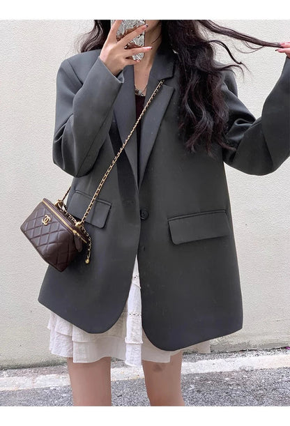 Suit Jaet Women's Small Size Spring Autumn New Loose Sle Ele Street Sle Faionable Long Sve Polyester